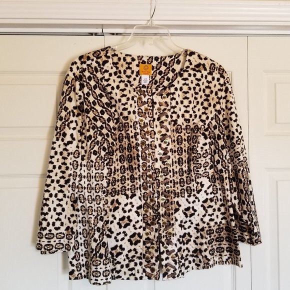 Ruby Rd. | Jackets & Coats | Animal Print Jacket With Decorative ...